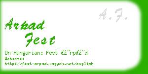 arpad fest business card